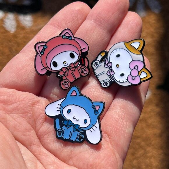 Set of 3 Sanrio Hello Kitty Cinnamoroll My Melody Kitty Costume Enamel Pins - Picture 2 of 7